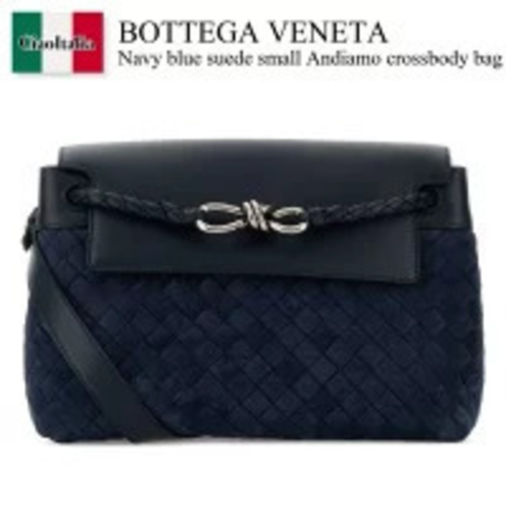 Bottega Veneta Bag Handbag Navy Blue Suede Andiamo Crossbody Shoulder